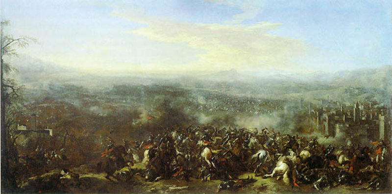 Chaos suite à la charge des cavaleries devant les murs de Nördlingen.